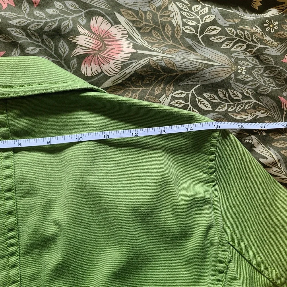 VTG Y2K J Crew Single Button Blazer Women S Cotton Twill Lime Green 3/4 Sleeve